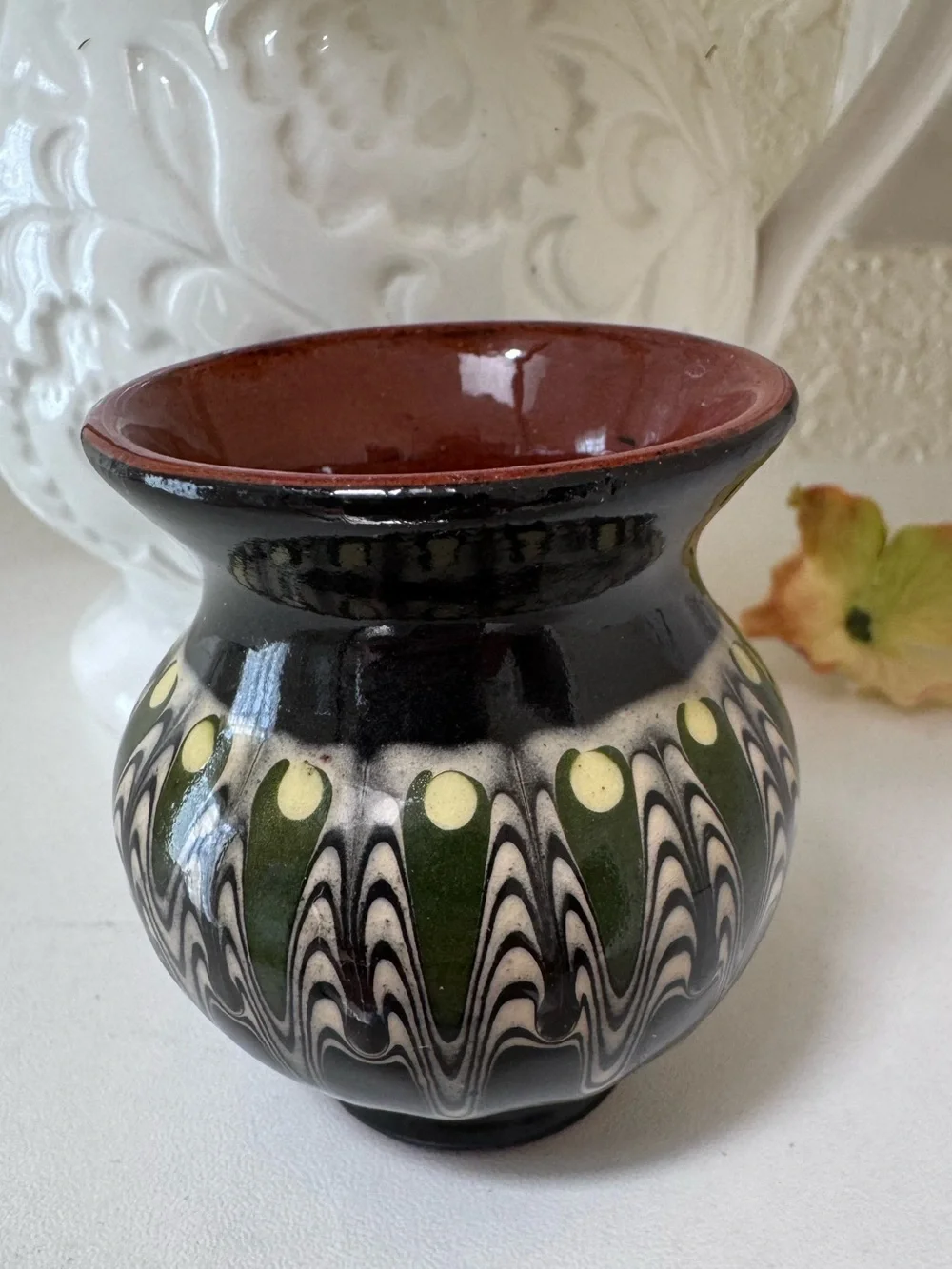 Bulgarian Troyan pottery collectibles miniature vase 🦋
